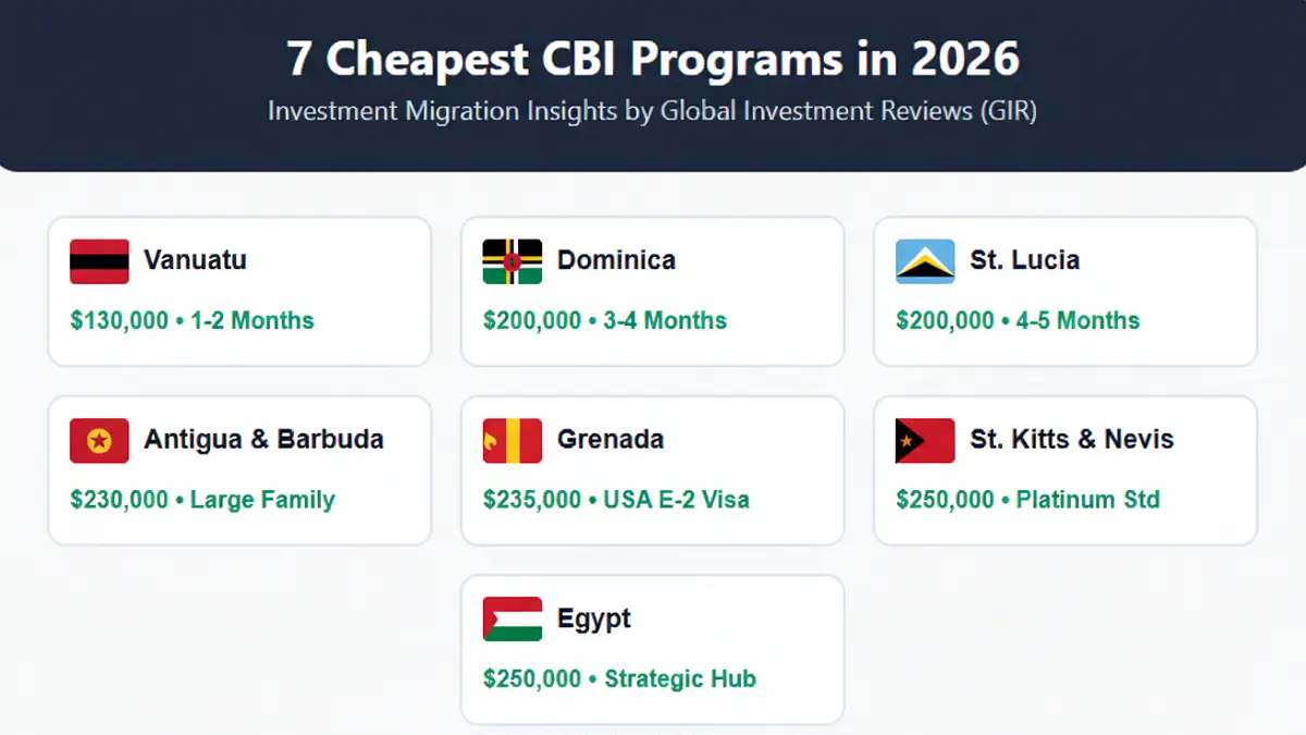 07 Cheapest Citizenship by Investment (CBI) Programs in 2026: A Global Investor’s Guide