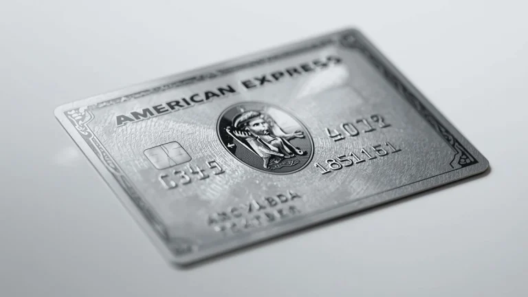 Professional close-up of an American Express Platinum card focusing on the iconic Centurion logo for business point valuation analysis.